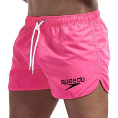 Summer men's shorts 2025, beach swimming trunks, swimming sports pants, quick-drying, swimmers, surfers, ventilated drawstring b