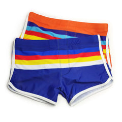 Mens Swim Boxer Striped Swimsuit Pouch Enhance