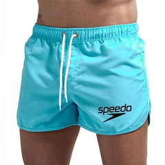 Summer men's shorts 2025, beach swimming trunks, swimming sports pants, quick-drying, swimmers, surfers, ventilated drawstring b