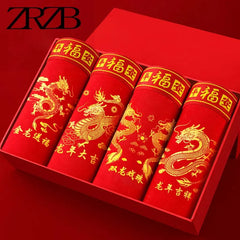 Men's Boxer Briefs Pure Cotton New Year Red Print Men Boxer Shorts Sexy Underpants Lucky Underwear Boxershorts Large Size l-5XL