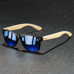Fashion Vintage Bamboo Wood Square Sunglasses Men Women Luxury Brand Designer Sun Glasses Wooden Driving Fishing UV400 Eyewear