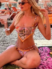 CHIC Bikini Printed Crop Top Bikini Set