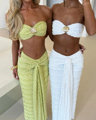 2025 Fashion Lace Off Shoulder Bikini And Skirt Women Swimsuit Sexy Biquini Lady 3Pcs Set Swimwear Female Beachwear Outfits