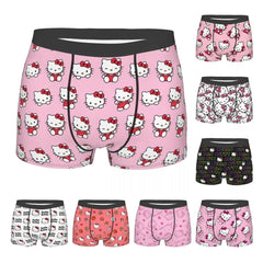 Hello Kitty Pattern Cartoon Boxers Printed Underwear Quilt Underpants Men Sanrio Comfortable Boxers Briefs