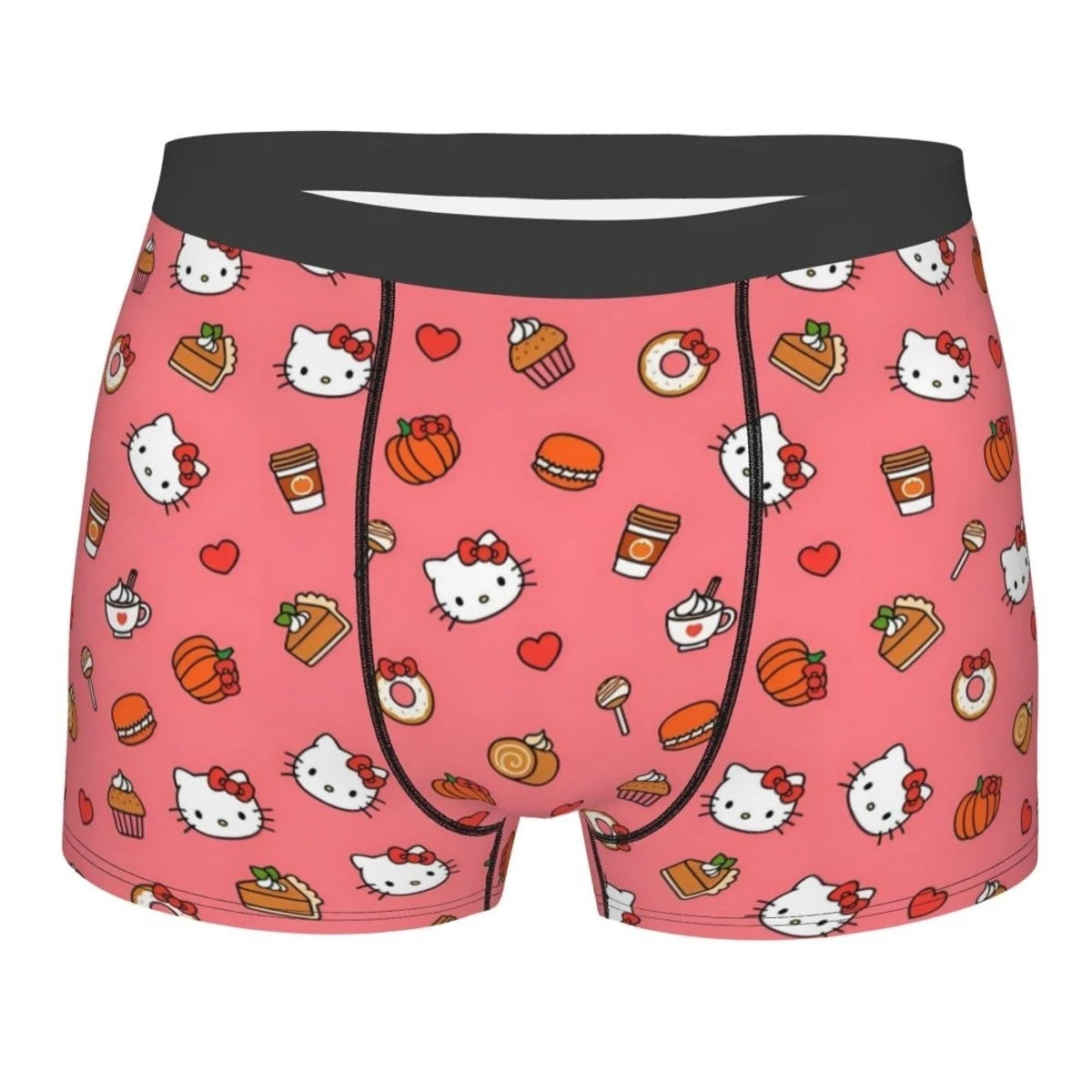 Hello Kitty Pattern Cartoon Boxers Printed Underwear Quilt Underpants Men Sanrio Comfortable Boxers Briefs