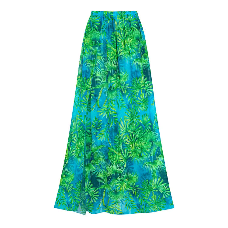 2025 Women Long-sleeved Jungle Green Print One Piece Swimsuit and Skirt Woman Swimwear Summer Bathing Suit
