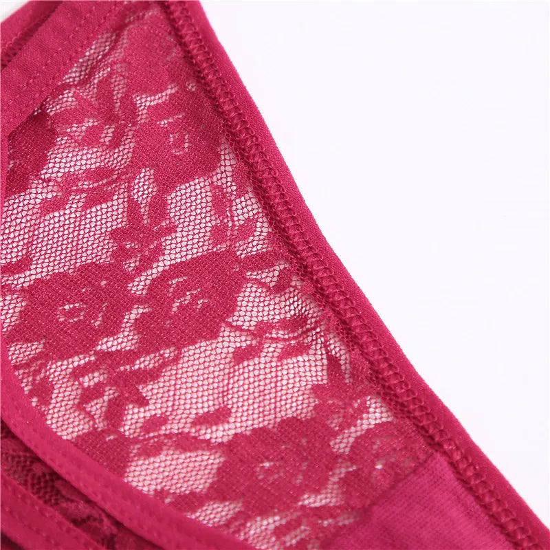 LACE 2 PCS Floral Set Thong G-String Low-Waist  Lingerie