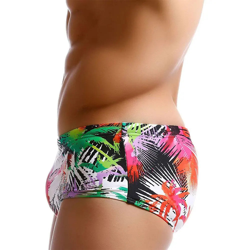 Palm Tree Multicolor Swimming Trunks Briefs  Board Surf Shorts Boxer Swimsuits Waterproof Beach Sports Underwear
