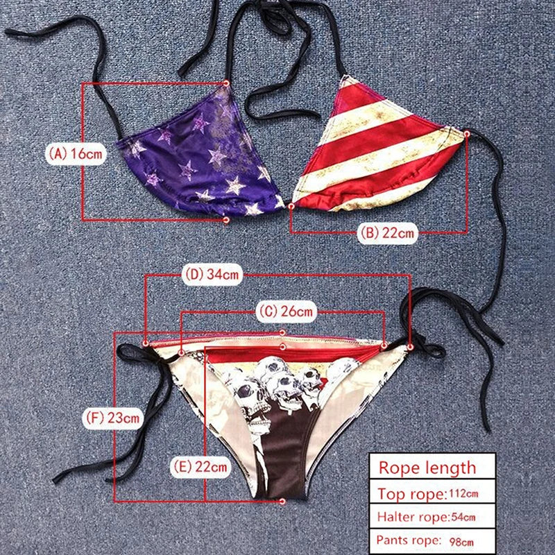 Bikini 2025 Plavky Mujer Sexy Set Swimsuit biquini Skull Printed Women Bra Swimwear Green Bathing Suit Bikinis  Y03002