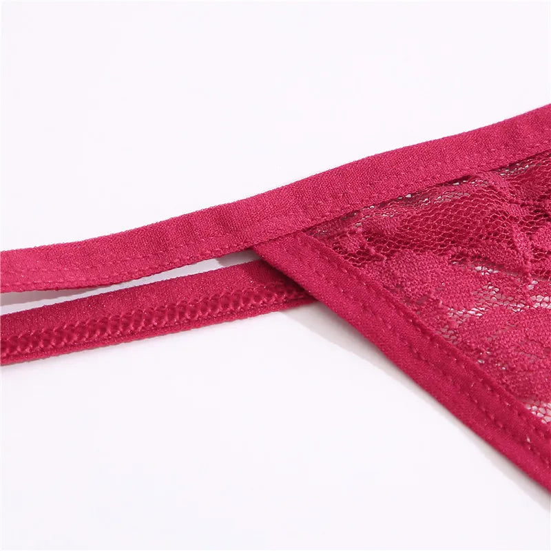 LACE 2 PCS Floral Set Thong G-String Low-Waist  Lingerie
