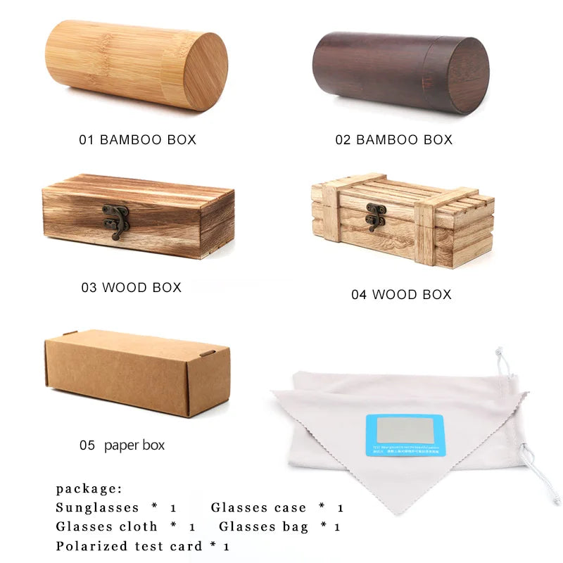 Best Handmade luxury Sunglasses Men Polarized Zebra Vintage Bamboo Wood Women Sunglasses High Quality With Glasses Case Box