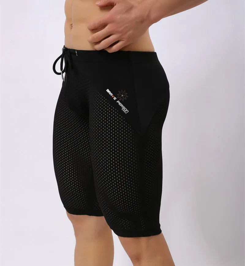 BRAVE PERSON Summer Style Shorts Breathable Mesh Men Tight Beach Shorts Men Multifunction Knee Length Board Shorts Beach Wear