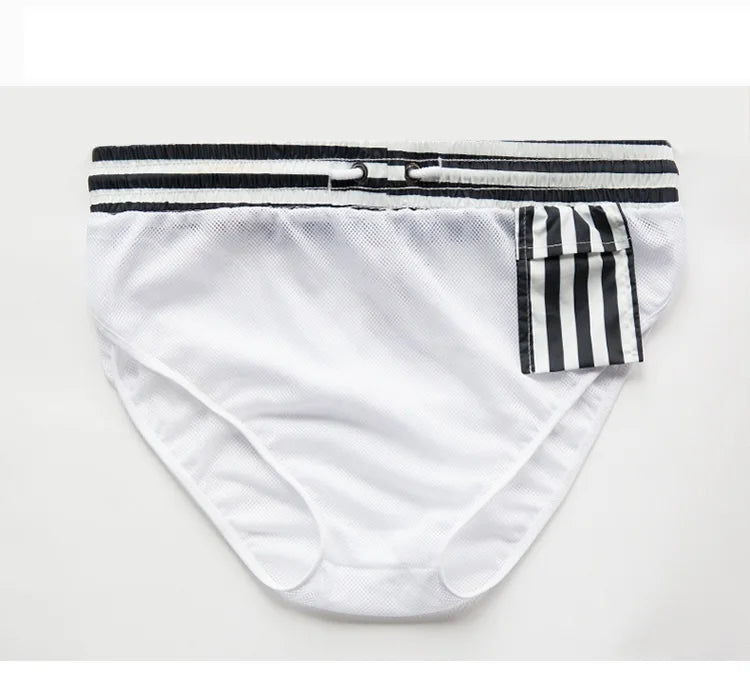 DESMIIT Boardshorts Mens Swimming Shorts Stripes Quick Dry Men Board Beach Swim Shorts Male Bermuda Surf Swimwear Sea Bath Suit