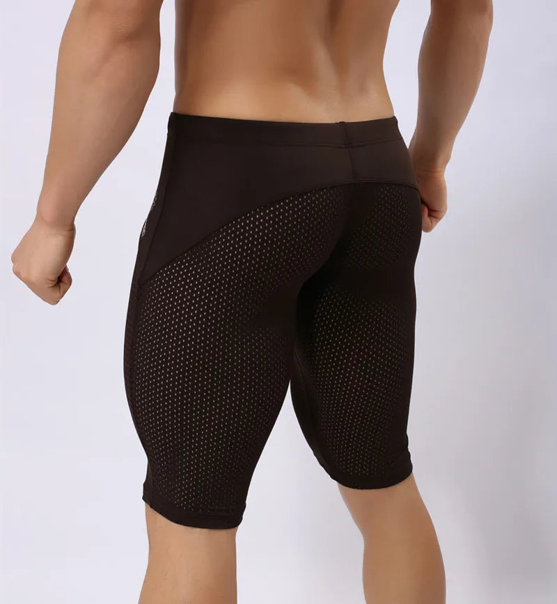 BRAVE PERSON Summer Style Shorts Breathable Mesh Men Tight Beach Shorts Men Multifunction Knee Length Board Shorts Beach Wear