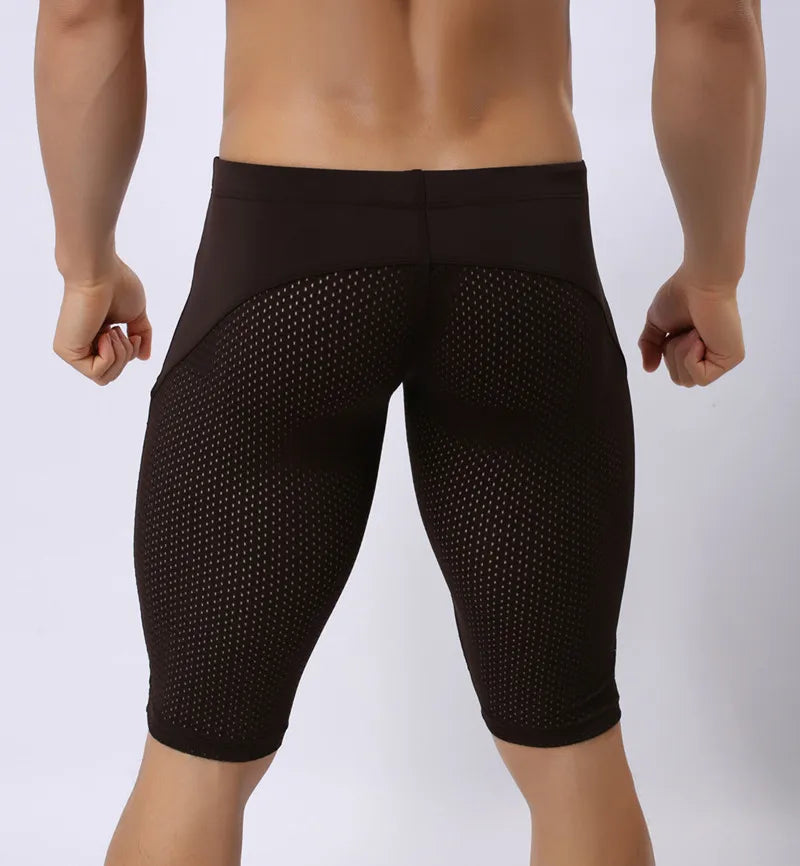 BRAVE PERSON Summer Style Shorts Breathable Mesh Men Tight Beach Shorts Men Multifunction Knee Length Board Shorts Beach Wear