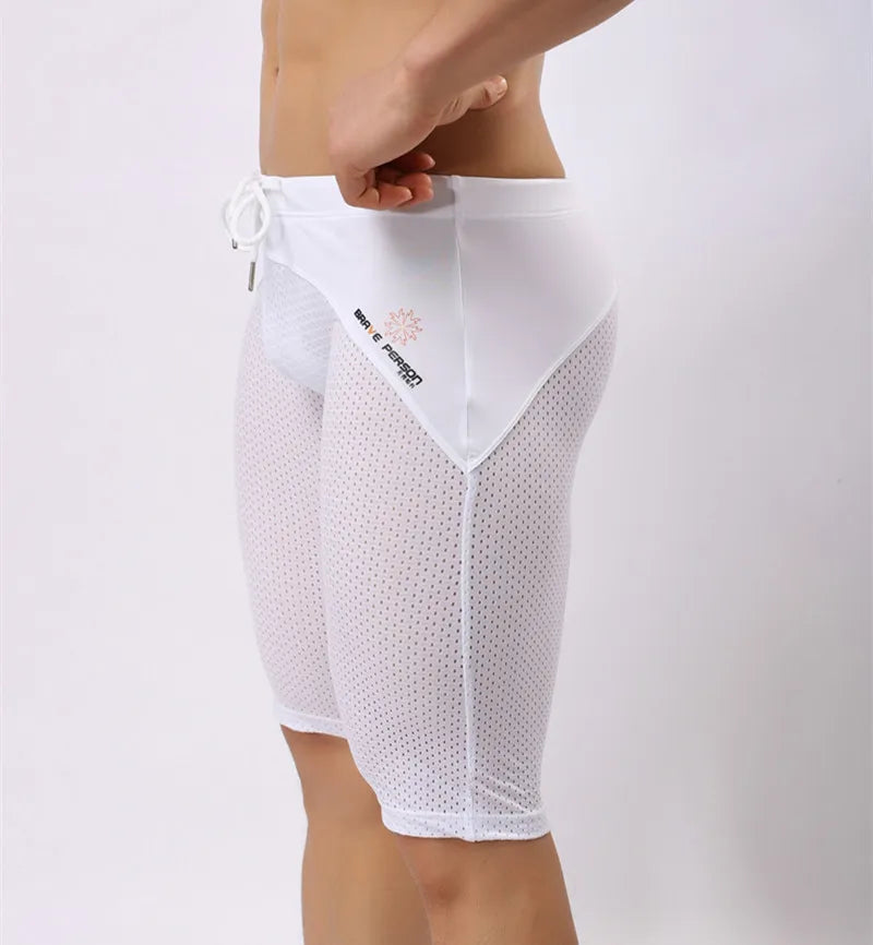 BRAVE PERSON Summer Style Shorts Breathable Mesh Men Tight Beach Shorts Men Multifunction Knee Length Board Shorts Beach Wear