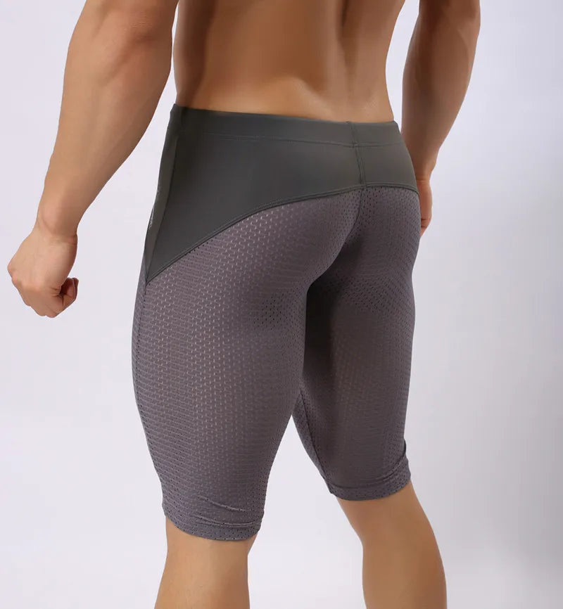 BRAVE PERSON Summer Style Shorts Breathable Mesh Men Tight Beach Shorts Men Multifunction Knee Length Board Shorts Beach Wear