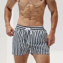 DESMIIT Boardshorts Mens Swimming Shorts Stripes Quick Dry Men Board Beach Swim Shorts Male Bermuda Surf Swimwear Sea Bath Suit