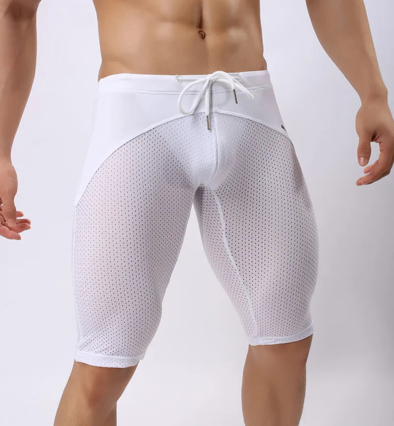 BRAVE PERSON Summer Style Shorts Breathable Mesh Men Tight Beach Shorts Men Multifunction Knee Length Board Shorts Beach Wear
