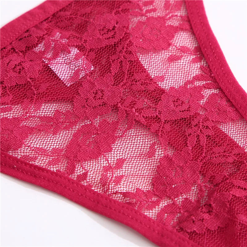 LACE 2 PCS Floral Set Thong G-String Low-Waist  Lingerie