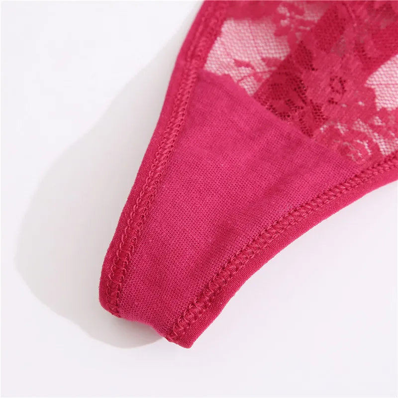 LACE 2 PCS Floral Set Thong G-String Low-Waist  Lingerie