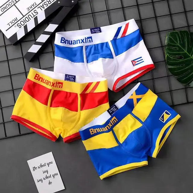 Breathable Cotton Men's Boxer Briefs Colors of national flag male boxer shorts mens underwear comfortable Boyshorts