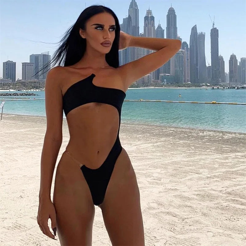 Cryptographic Hot Sexy Cut Out One Piece Swimsuit In Black Fashion Outfits Holiday Bodysuits Beachwear Swimwear