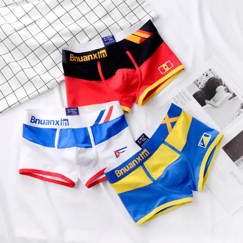 Breathable Cotton Men's Boxer Briefs Colors of national flag male boxer shorts mens underwear comfortable Boyshorts