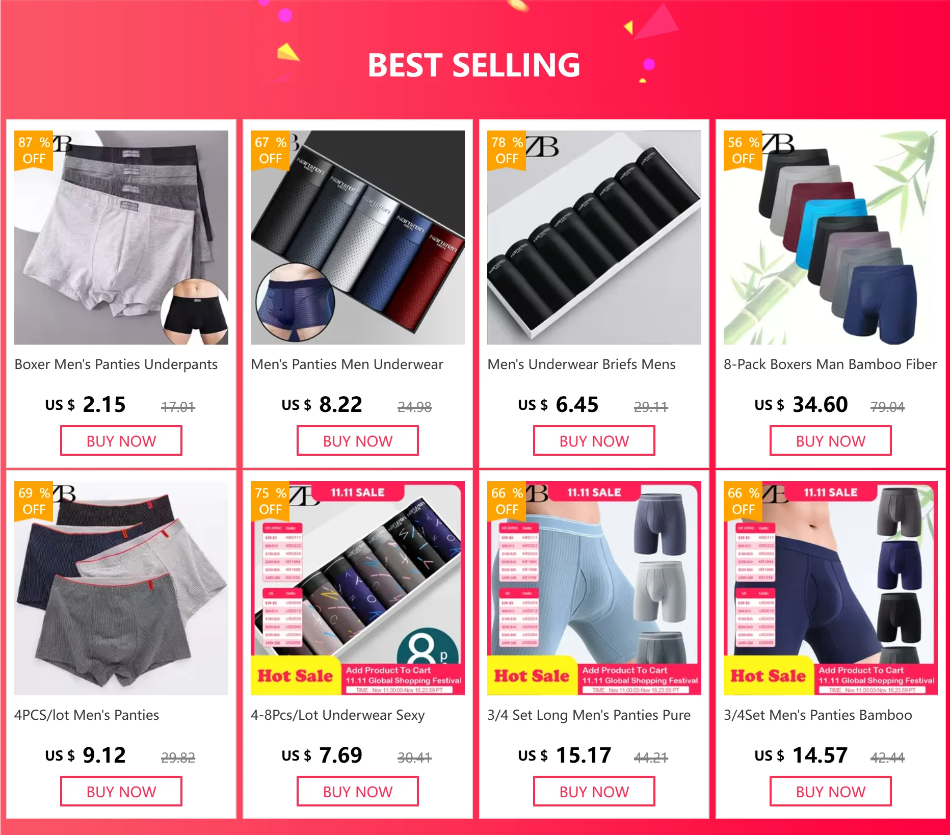 2/3/4/5/6Pcs Brand New Year Red Print Pure Cotton Men Underwear Men's  Boxer Briefs Mens Boxer Shorts Underpants Boxers