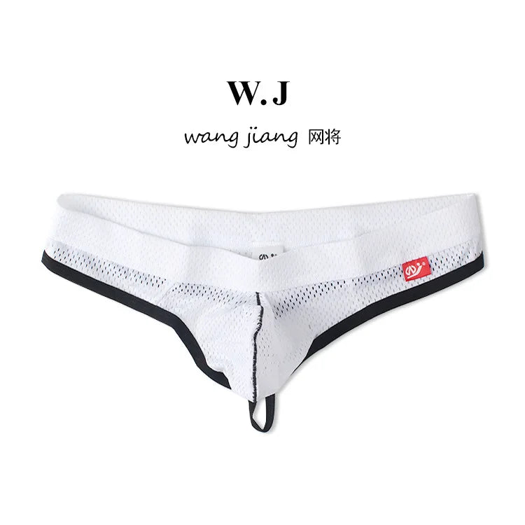 WJ Man Thong Low Waist Nylon Mesh Breathable Men's Thong T Briefs