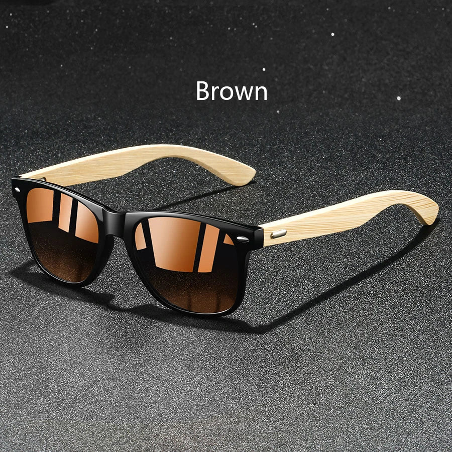 Fashion  Vintage Bamboo Wood Square Sunglasses Men Women Luxury Brand Designer Sun Glasses Wooden Driving Fishing UV400 Eyewear