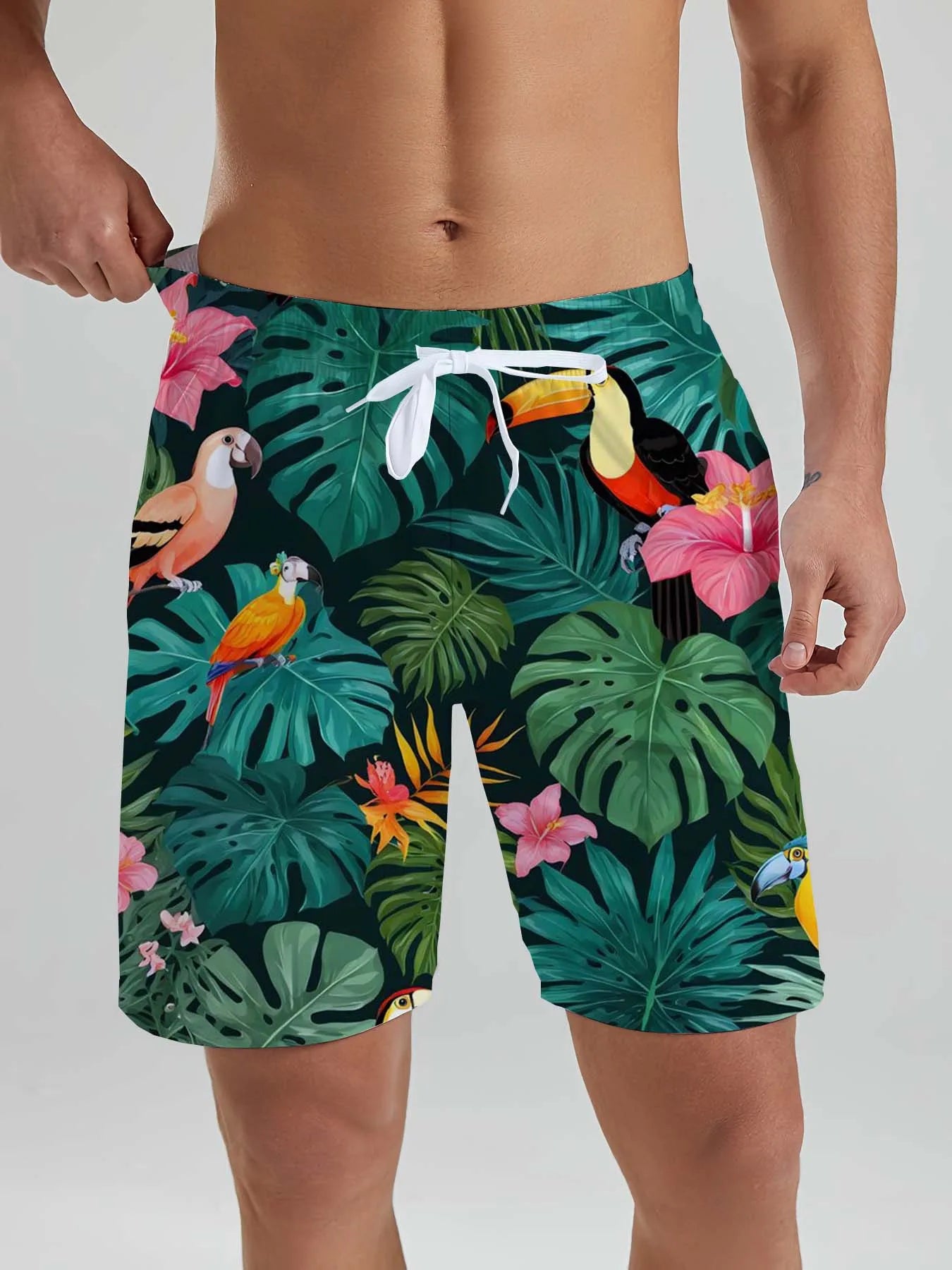 Hawaiian Men's Beach Shorts Tropical Plant  3D Printed men's Shorts Summer Fashion New Swin Trunks Vacation Beach men's Clothing