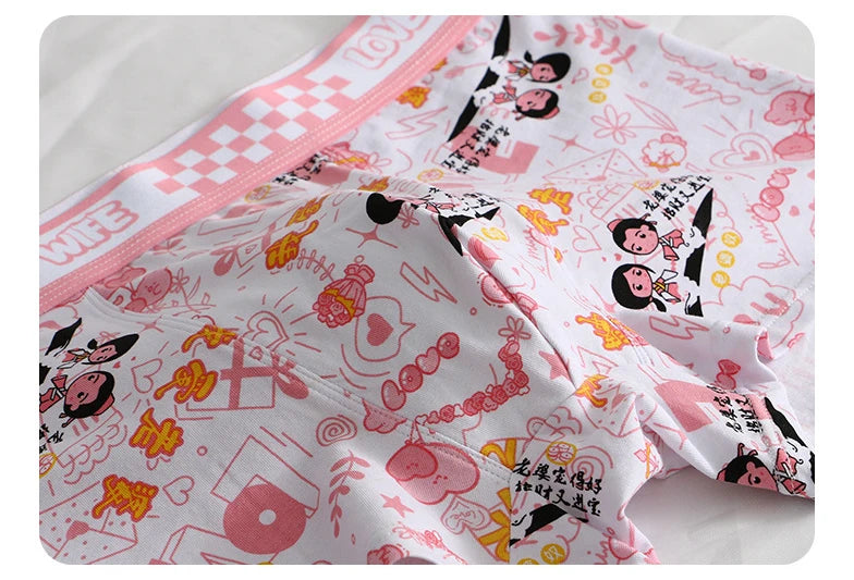 EXILIENS  Print Breathable Mens Boxers pink Size M-3XL