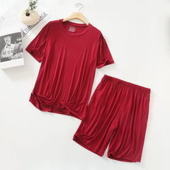 Summer Pajamas Male Modal Short Sleeved Shorts Suit Casual Large Size Two-Piece Set Men's Home Clothes Loungewear Pajama Hombre