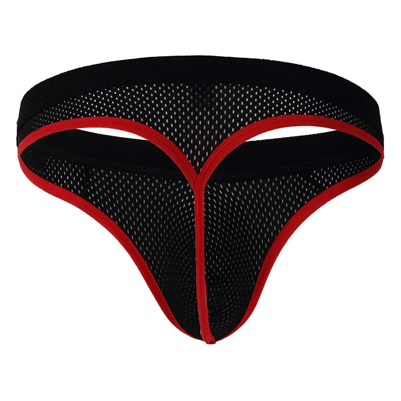 WJ Man Thong Low Waist Nylon Mesh Breathable Men's Thong T Briefs