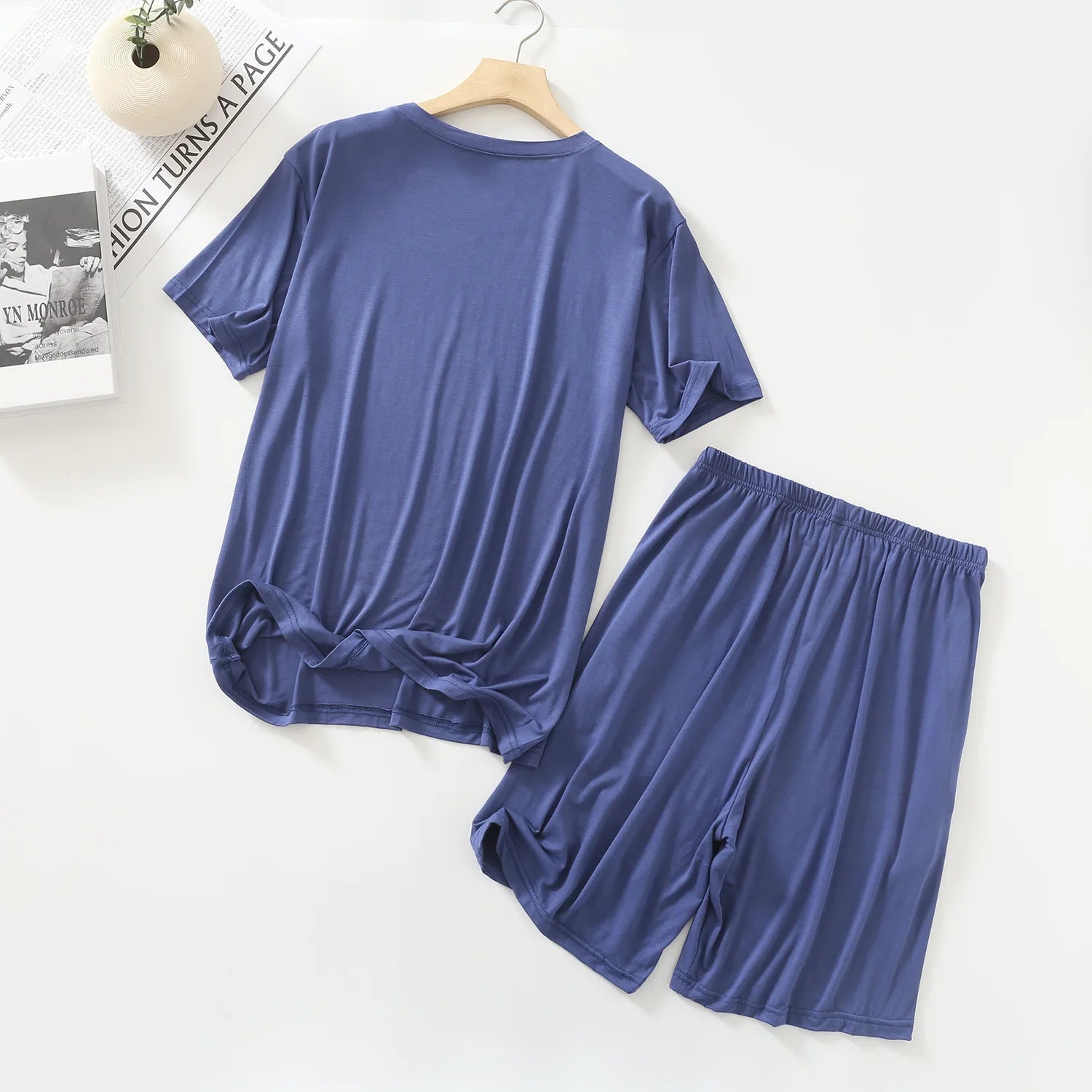Summer Pajamas Male Modal Short Sleeved Shorts Suit Casual Large Size Two-Piece Set Men's Home Clothes Loungewear Pajama Hombre