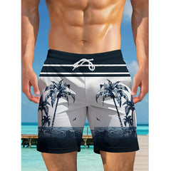 Hawaiian Coconut Tree Patterns Board Short Beach Shorts Men Swim Trunks