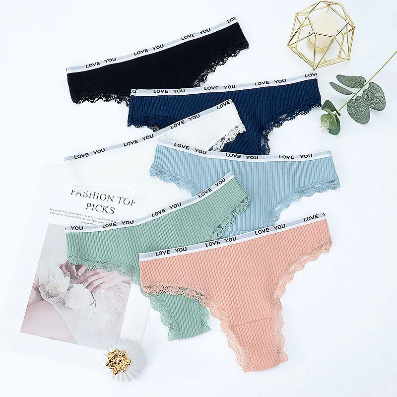 3PC Lace Tanga Low-Waist Thongs