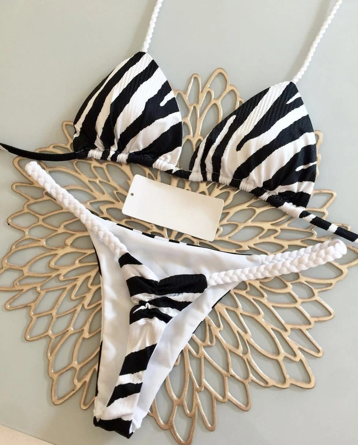 High-Waist Zebra Bikini Set