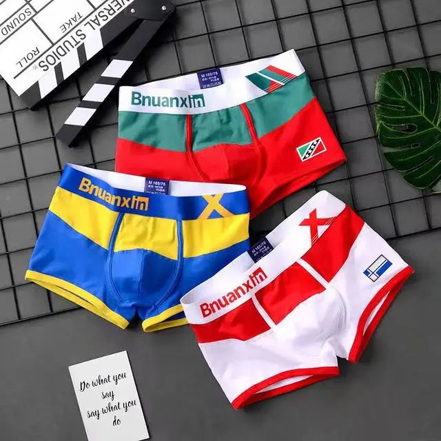 Breathable Cotton Men's Boxer Briefs Colors of national flag male boxer shorts mens underwear comfortable Boyshorts