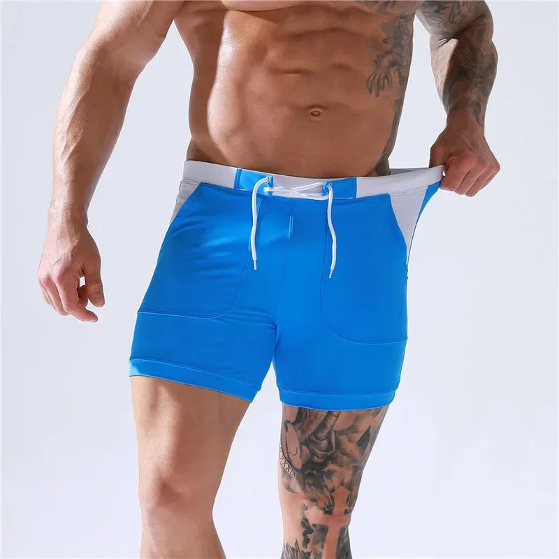 SOLID Men's Surf Board Shorts Boxer Briefs Tethered Swimsuit Beachwear 2025 New
