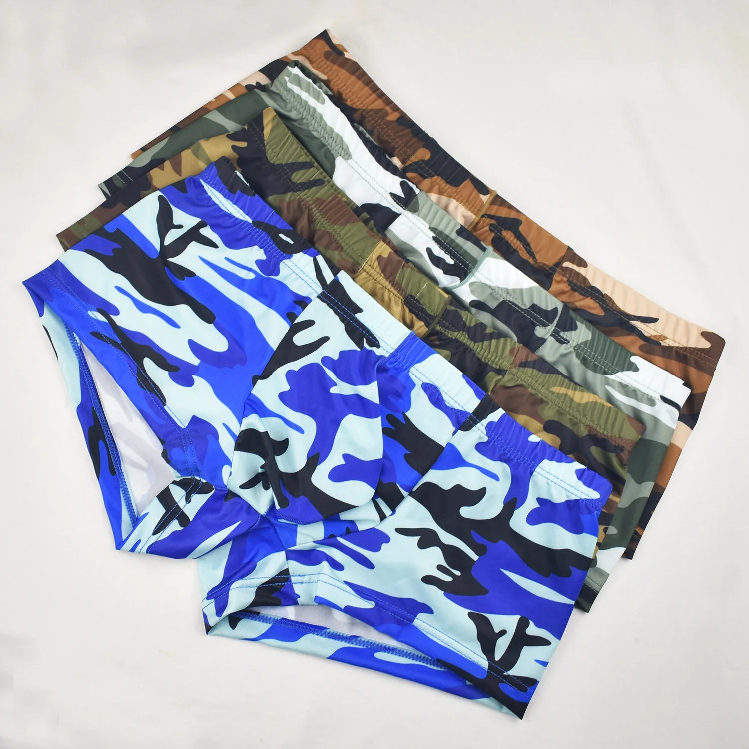 Camouflage Sexy Men Boxershorts Underpants Ice Silk U Pouch Men's Boxers Cuecas Low Waist Hombre Boxers Mens Shorts