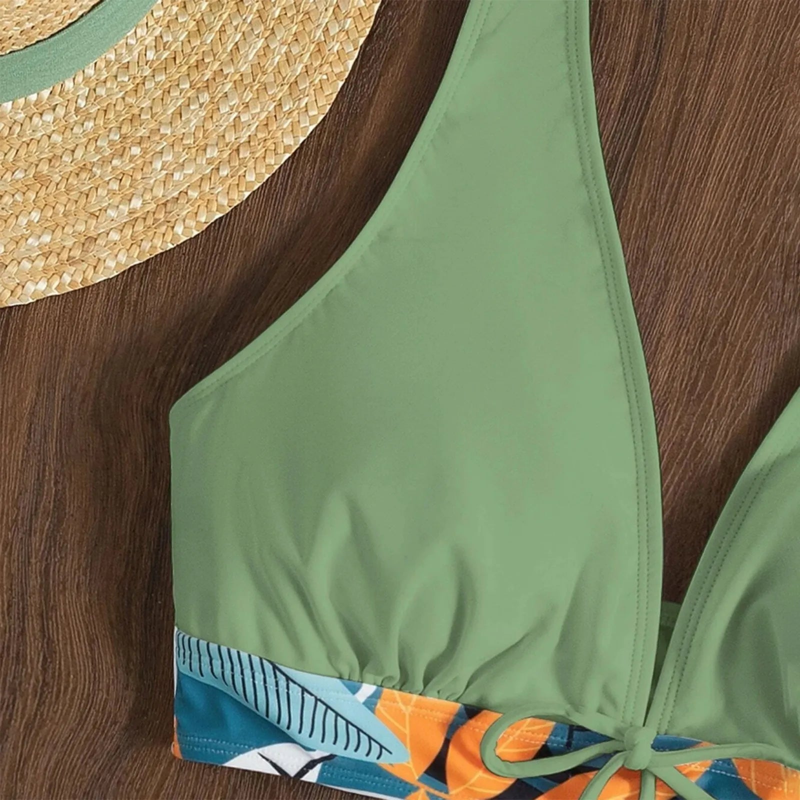 PLANT Bikini shorts Set  High Waist Swimsuit 2 Pieces Plant Print  Bathing Swim Suit Beachwear