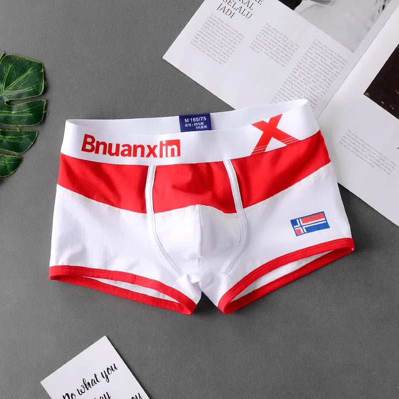 Breathable Cotton Men's Boxer Briefs Colors of national flag male boxer shorts mens underwear comfortable Boyshorts