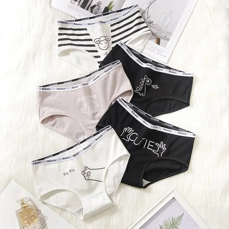 5pcs Cotton Cartoon Cute Panties