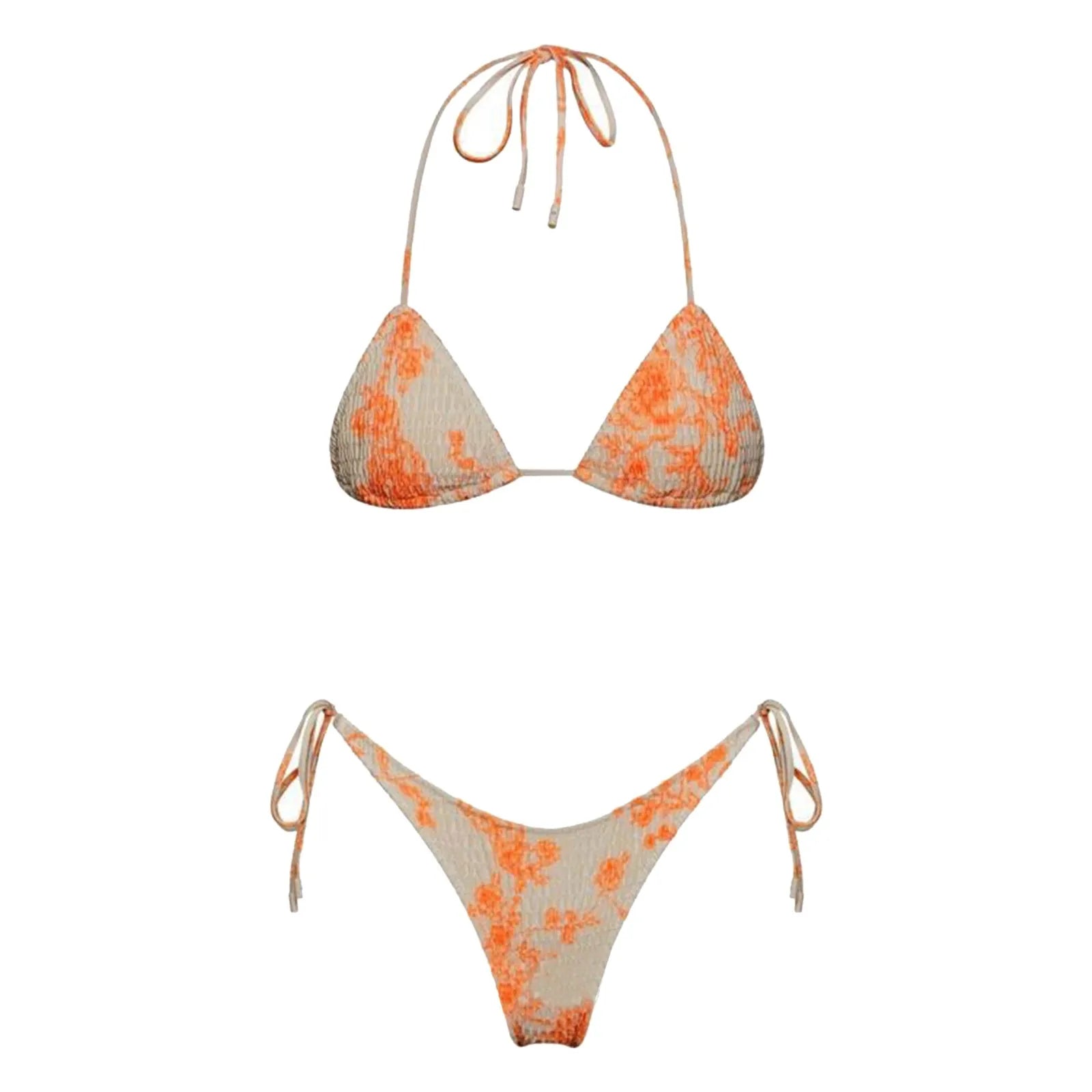 2025 Sexy Micro Bikini Side Tie Thong Two-Piece Swimwear Halter Swimming Suit For Women Floral Print Ladies Bathing Suit