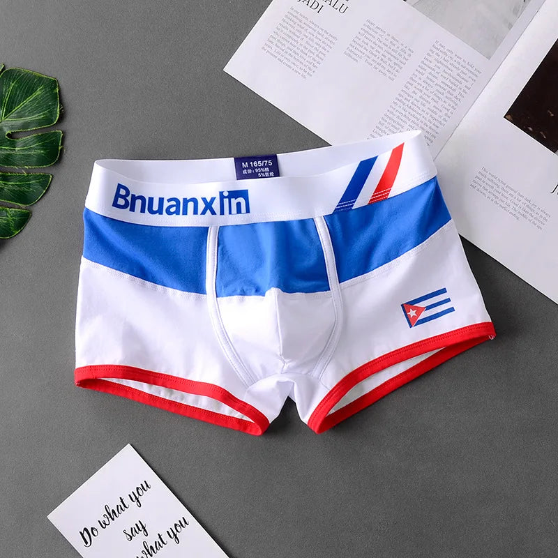Breathable Cotton Men's Boxer Briefs Colors of national flag male boxer shorts mens underwear comfortable Boyshorts