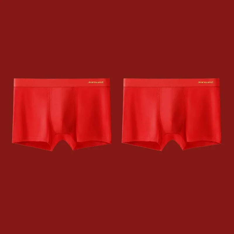 2/3/4/5/6Pcs Brand New Year Red Print Pure Cotton Men Underwear Men's  Boxer Briefs Mens Boxer Shorts Underpants Boxers