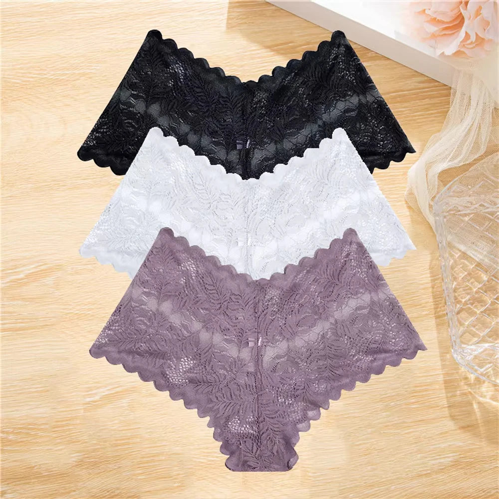 3pcs Lace Boyshort Underwear Set