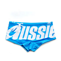 AUSSIE Men's Swim Trunks  Low Waisted  Sexy Fashionable Flat Angle Swim Trunks  Triangle Hot Spring Beach Letters